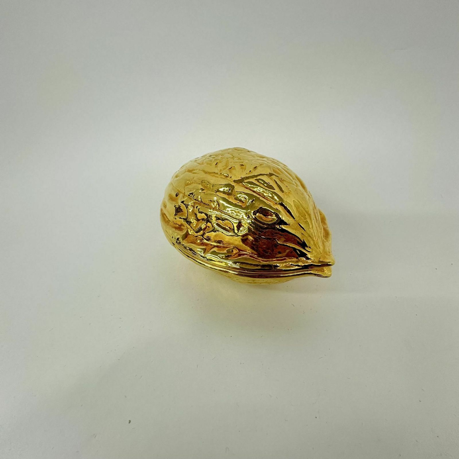 Vintage Gold Walnut Shaped Nut Cracker , 1970’s photo vinterior