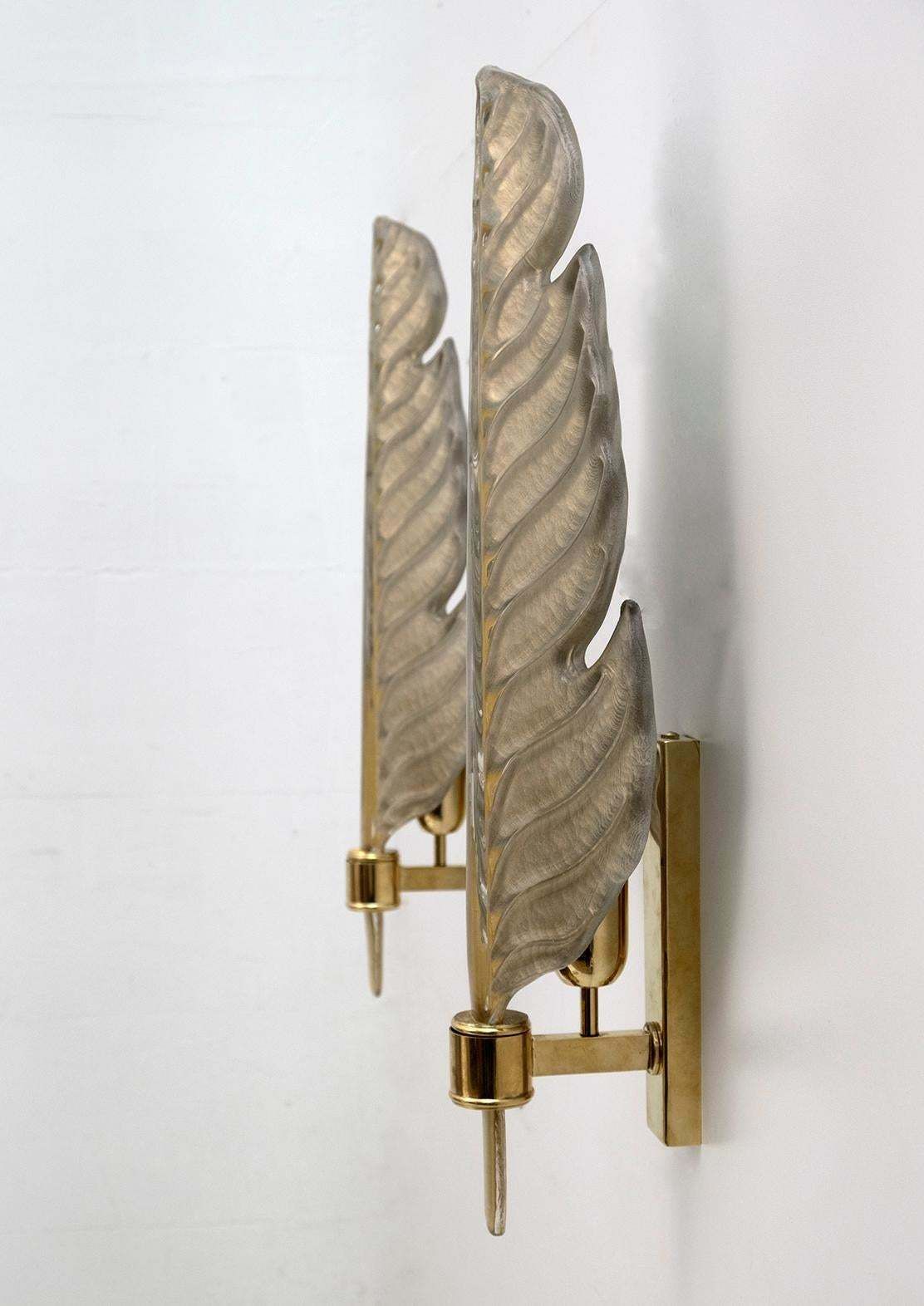 Pair Of Barovier & Toso Mid Century Modern Murano Glass Gold Leaf Sconces photo buy
