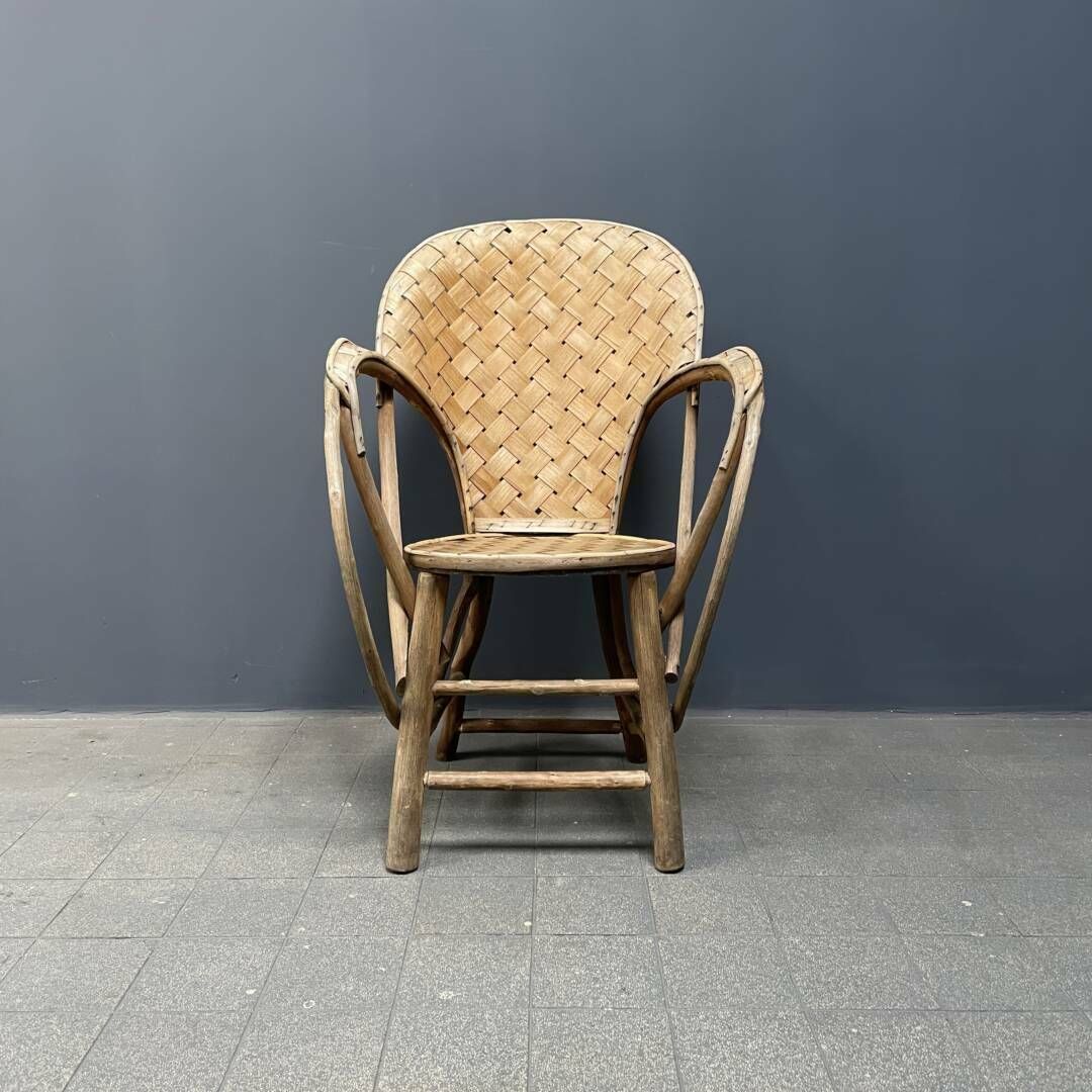 Braided Folk Art Wooden Chair photo for sale
