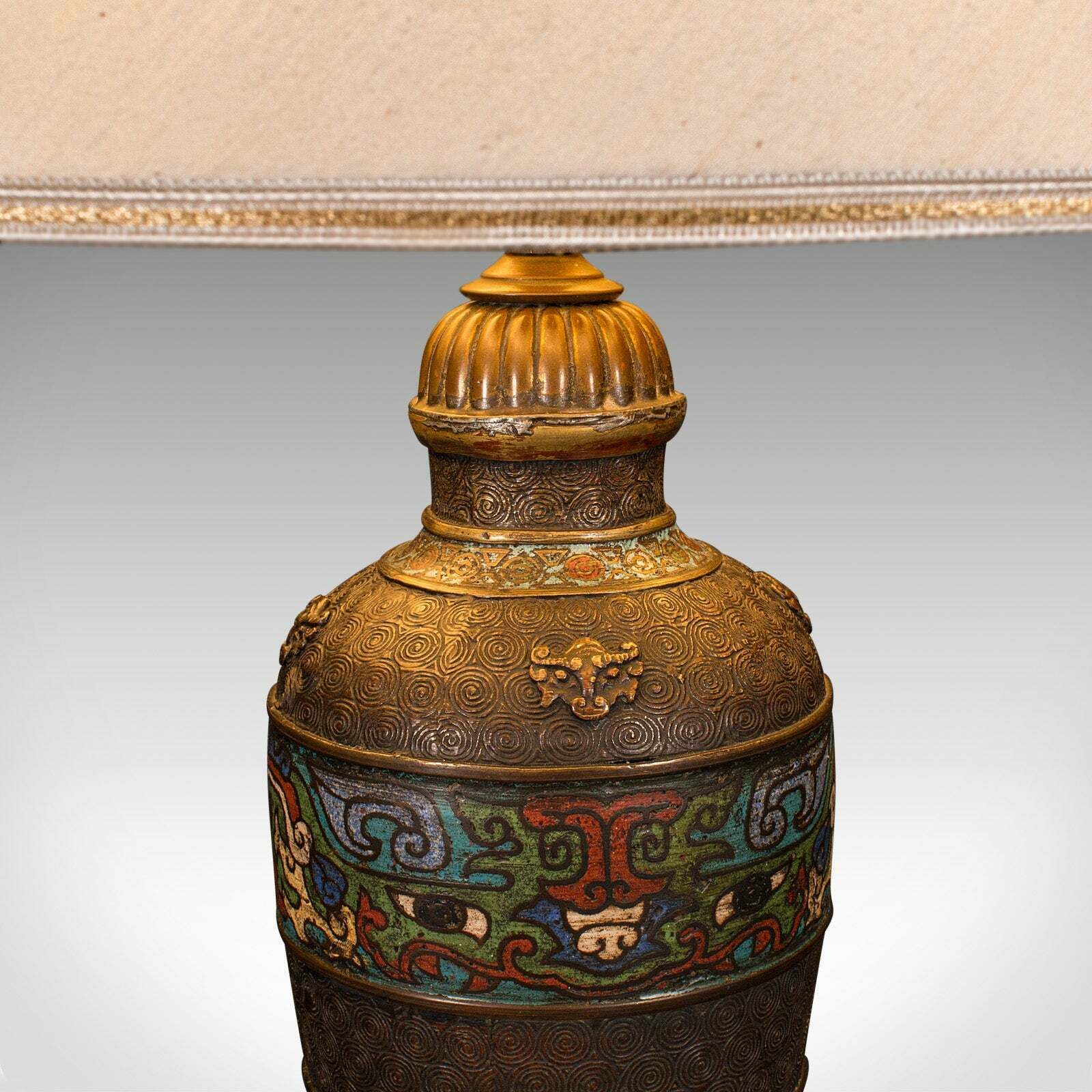 Antique Cloisonne Lamp, Japanese, Bronze, Table Light, Victorian, Meiji, C.1850 photo buy