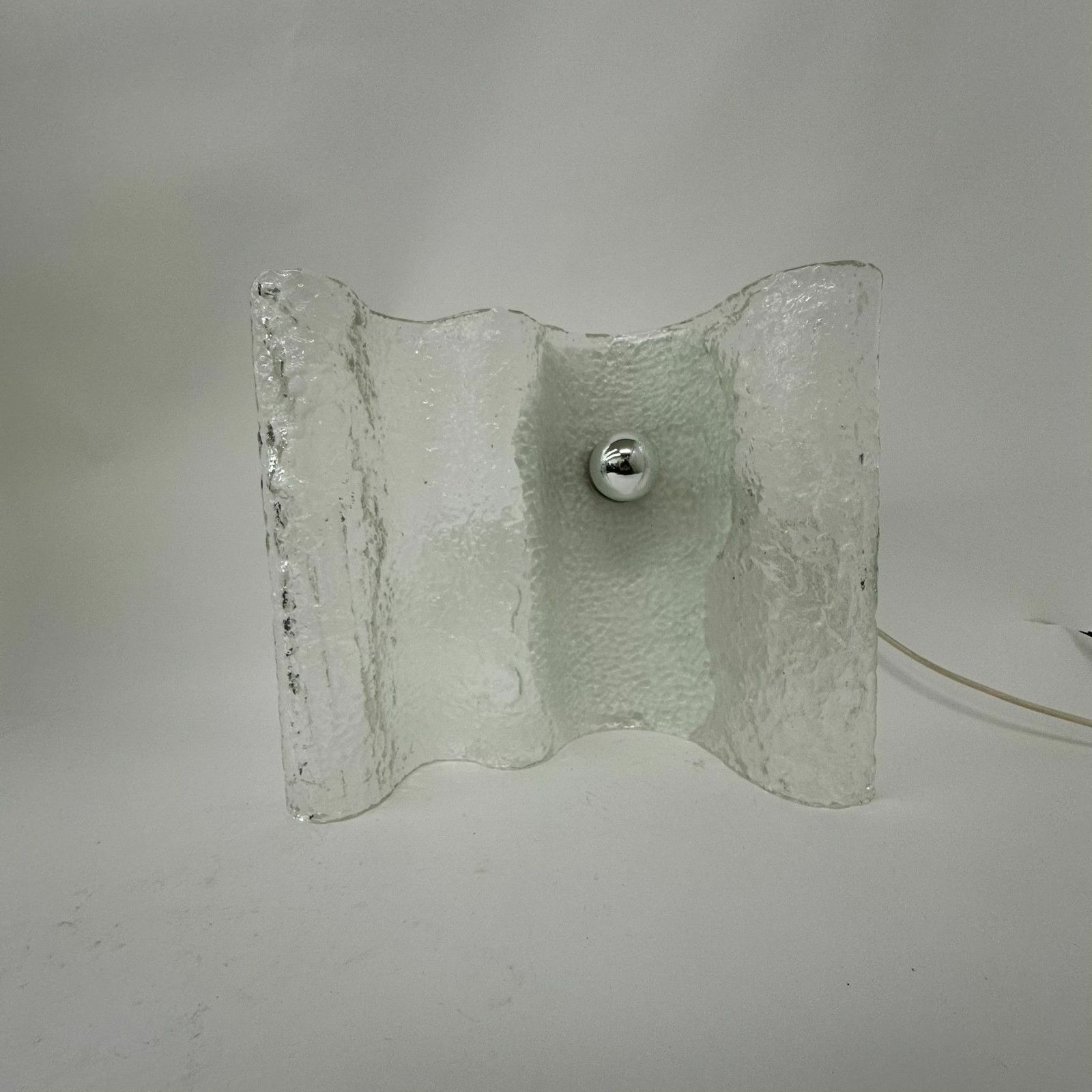 Kalmar Wave Ijsglas Tafellamp, Jaren 1970, Duitsland photo 1329.0