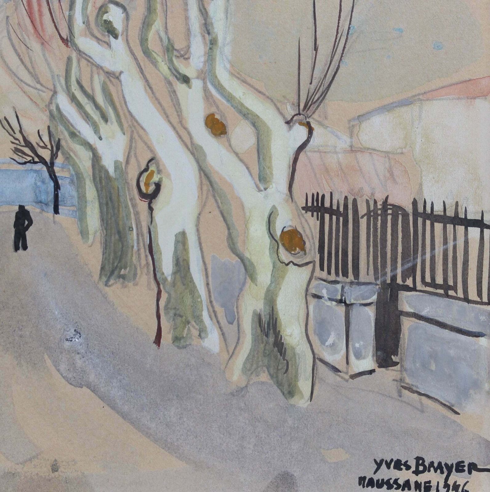 'Row Of Plane Trees In Winter   Maussane Les Alpilles' By Yves Brayer (1946) photo buy