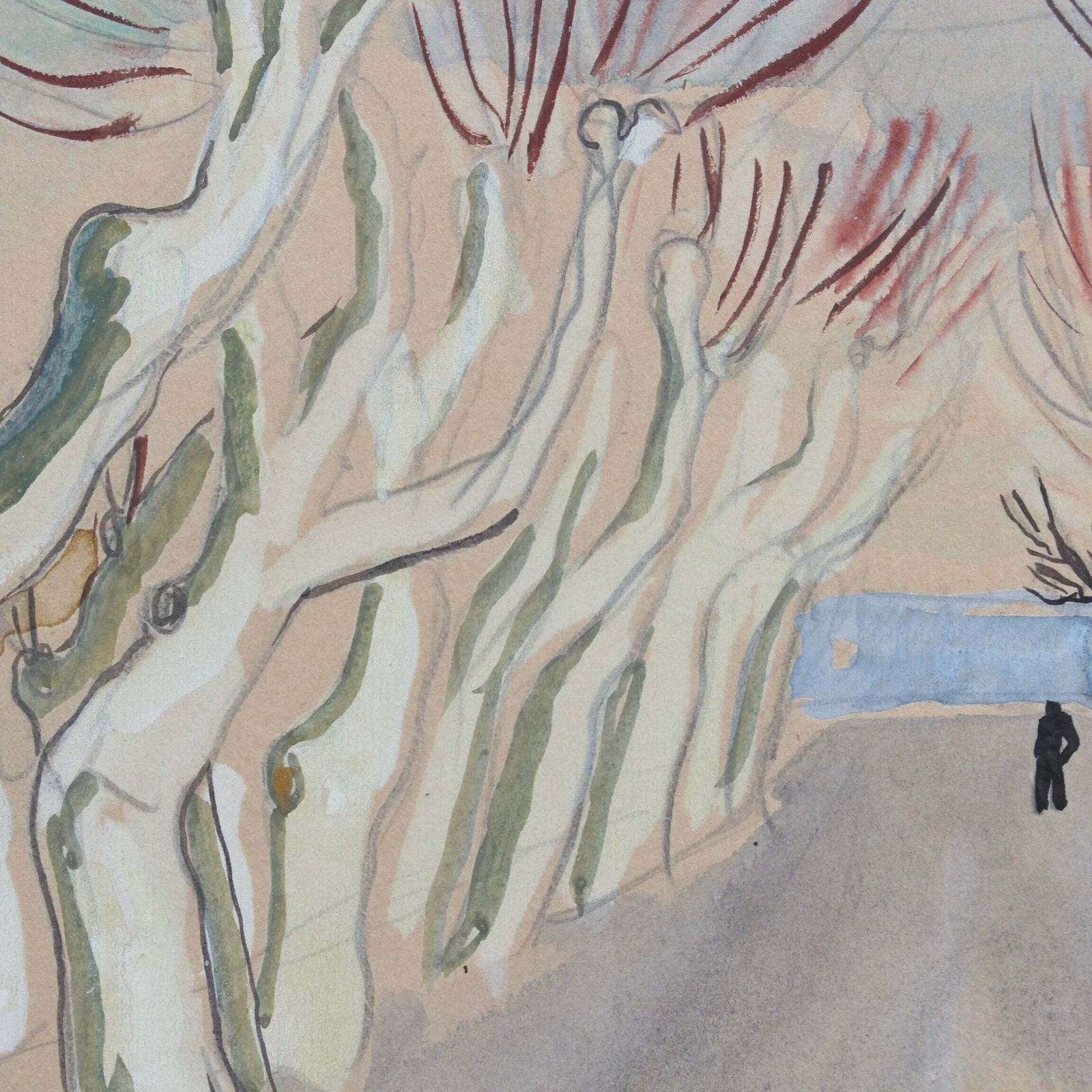 photo vinterior 'Row Of Plane Trees In Winter   Maussane Les Alpilles' By Yves Brayer (1946)