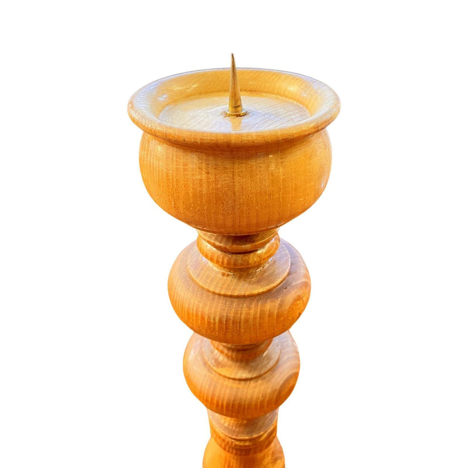 Large Wooden Turned Candle Holder Belgium, 1970s. photo Home Decor