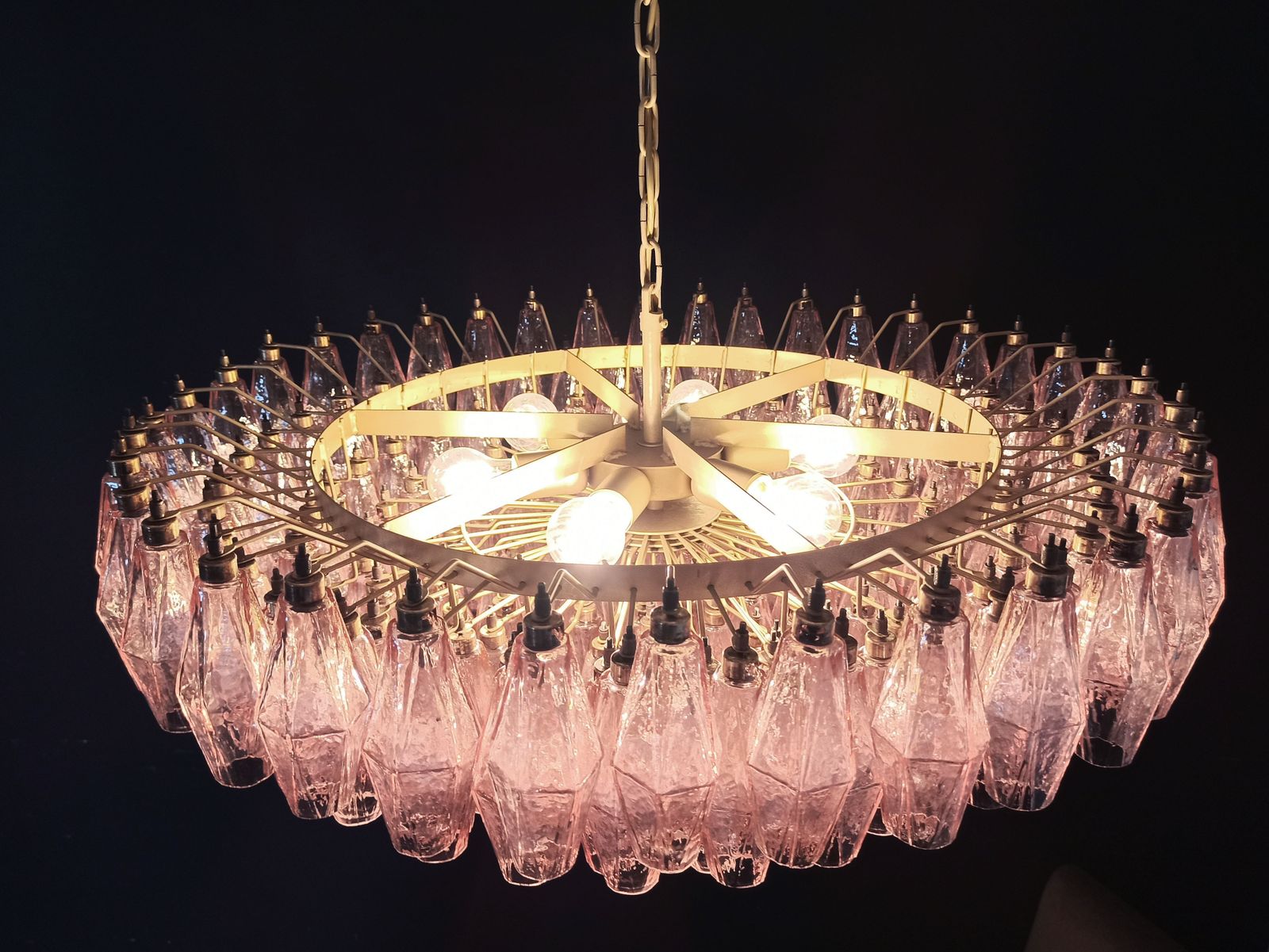 Amazing Murano Glass Candelier   185 Pink Poliedri photo for sale