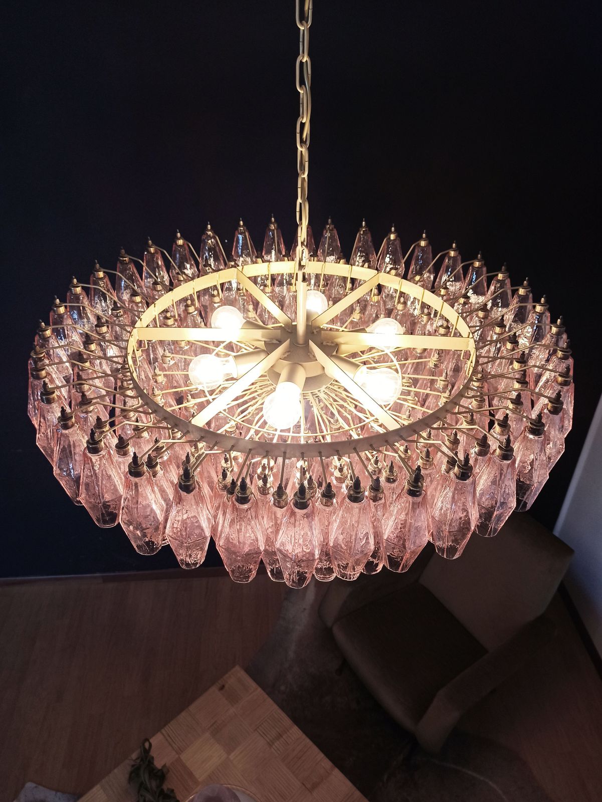 Amazing Murano Glass Candelier   185 Pink Poliedri photo Lighting