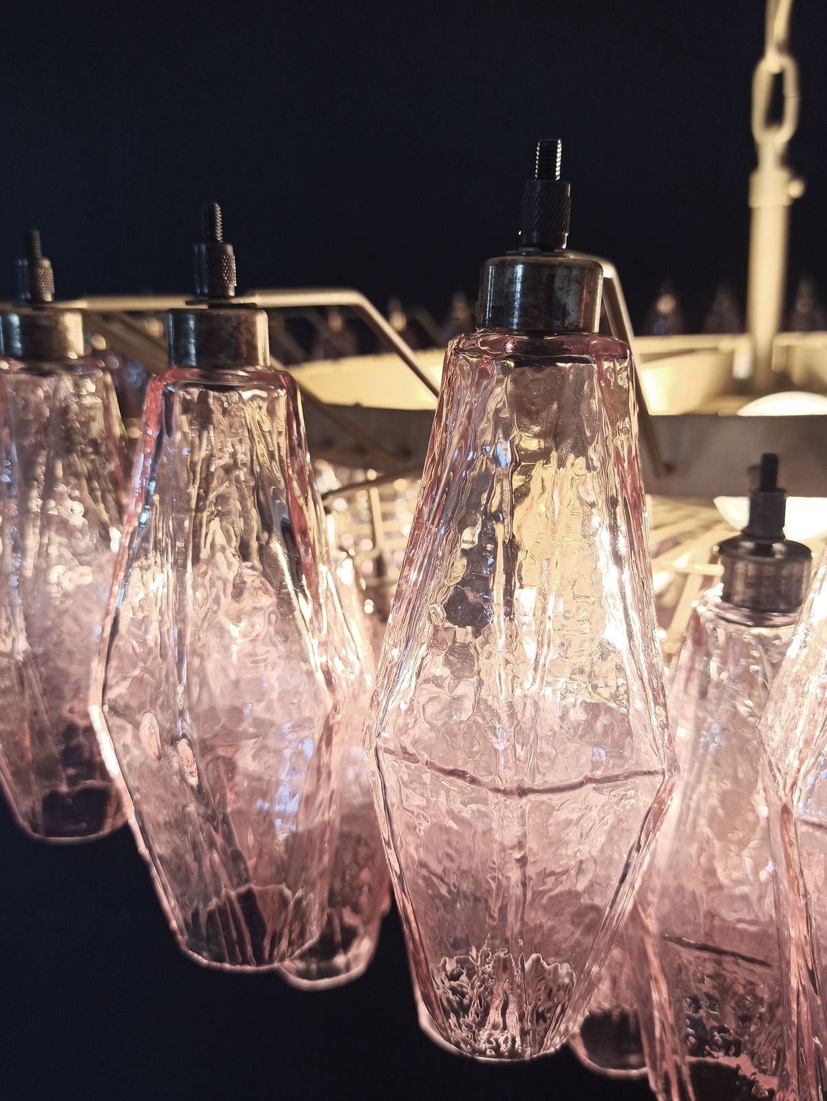 photo vintage Amazing Murano Glass Candelier   185 Pink Poliedri