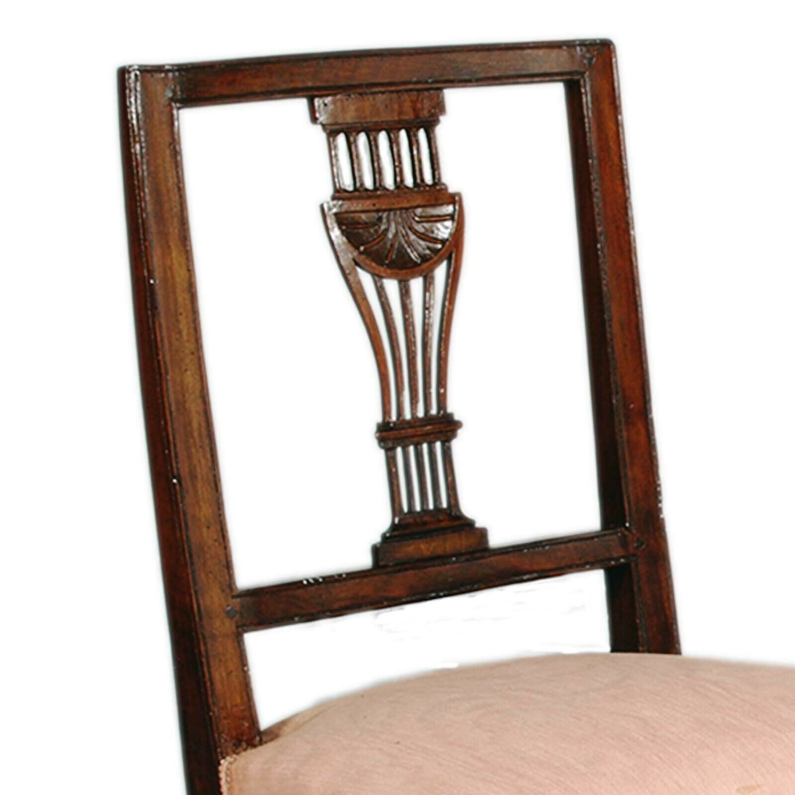 Set Of 6 Asolane Biedermeier Chairs In Walnut, Lyre Shaped Back, Hand Carved photo buy