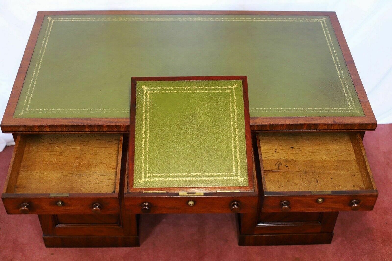photo for sale Stunning Victorian Mahogany Partners Pedestal Desk