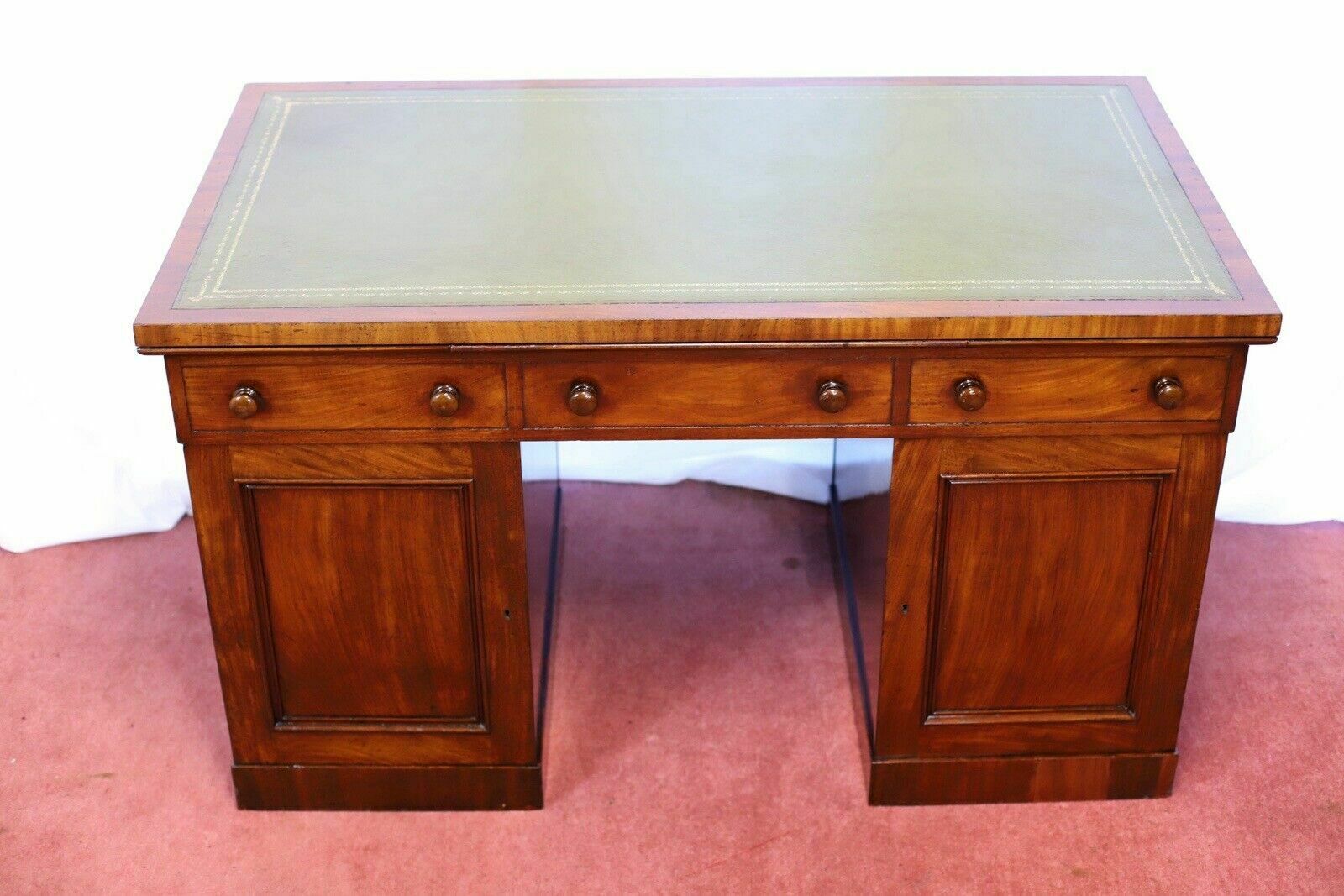 photo buy Stunning Victorian Mahogany Partners Pedestal Desk