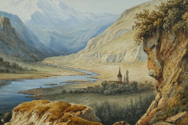 Two Watercolors Signed By François Jules Collignon (1811 1846). photo vintage