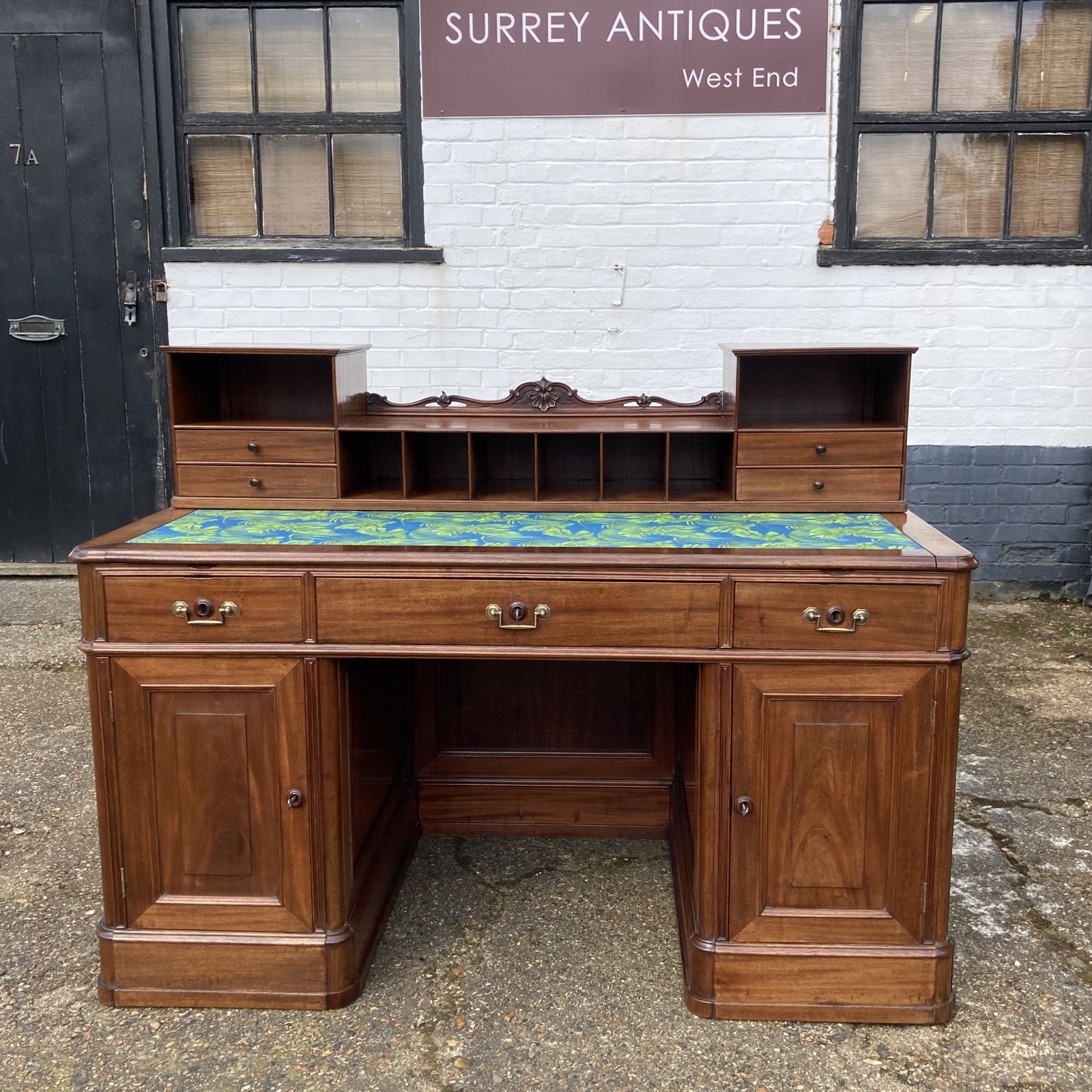 Italian Mahogany Pedestal Desk, Circa 1850 photo furniture