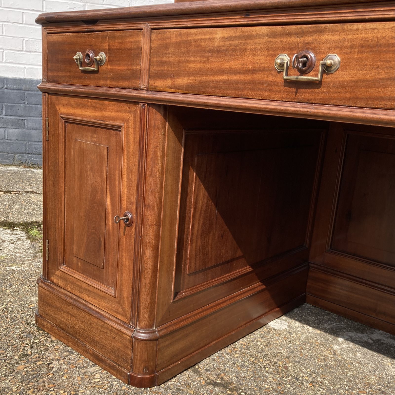 Italian Mahogany Pedestal Desk, Circa 1850 photo vinterior