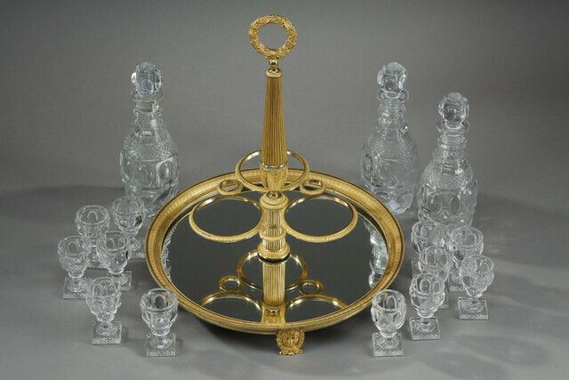 Charles X Period Liquor Service In Gilt Bronze And Cut Crystal photo 4136.0