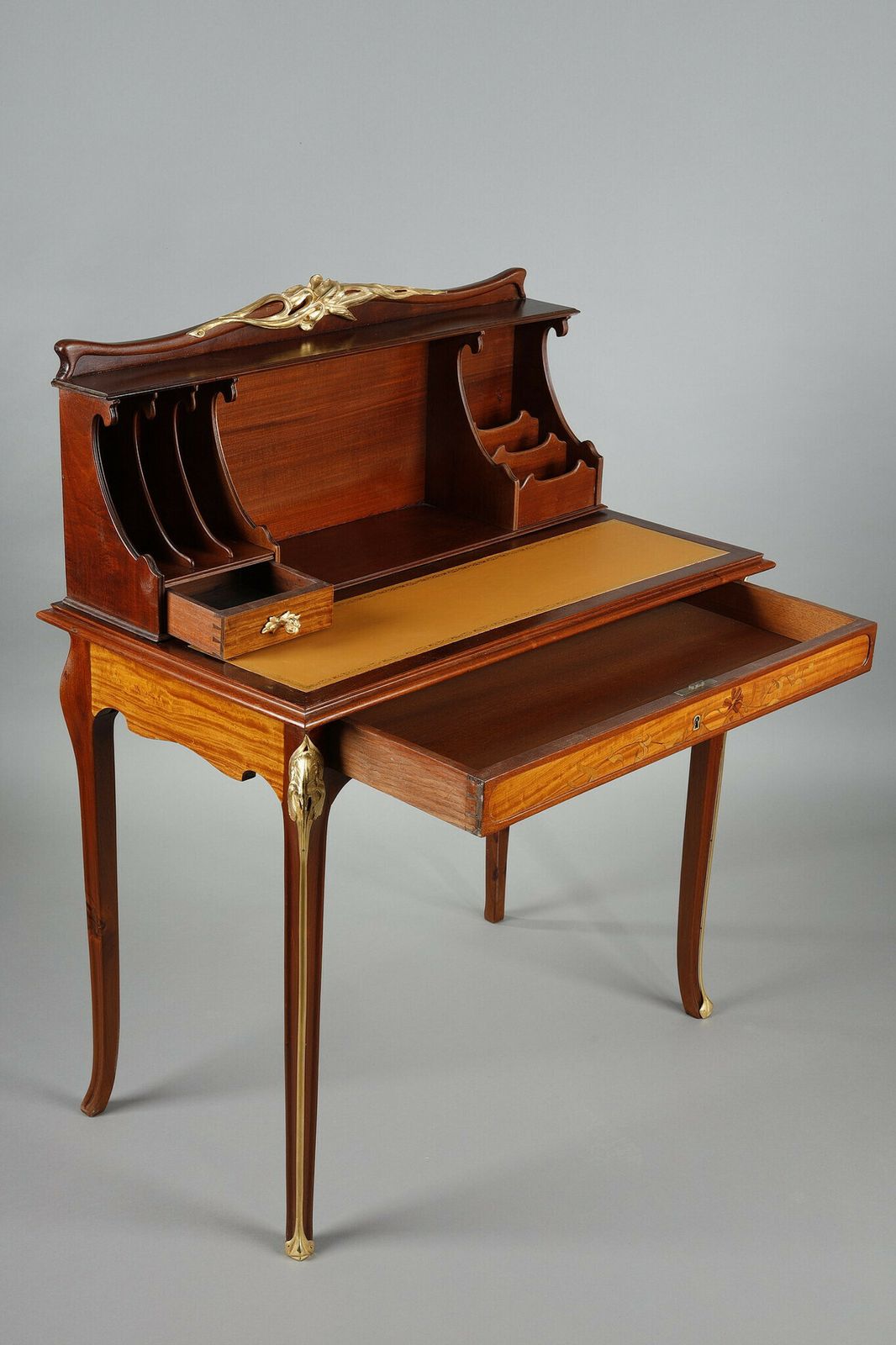 Art Nouveau Mahogany And Mahogany Veneer Stepped Desk photo for sale