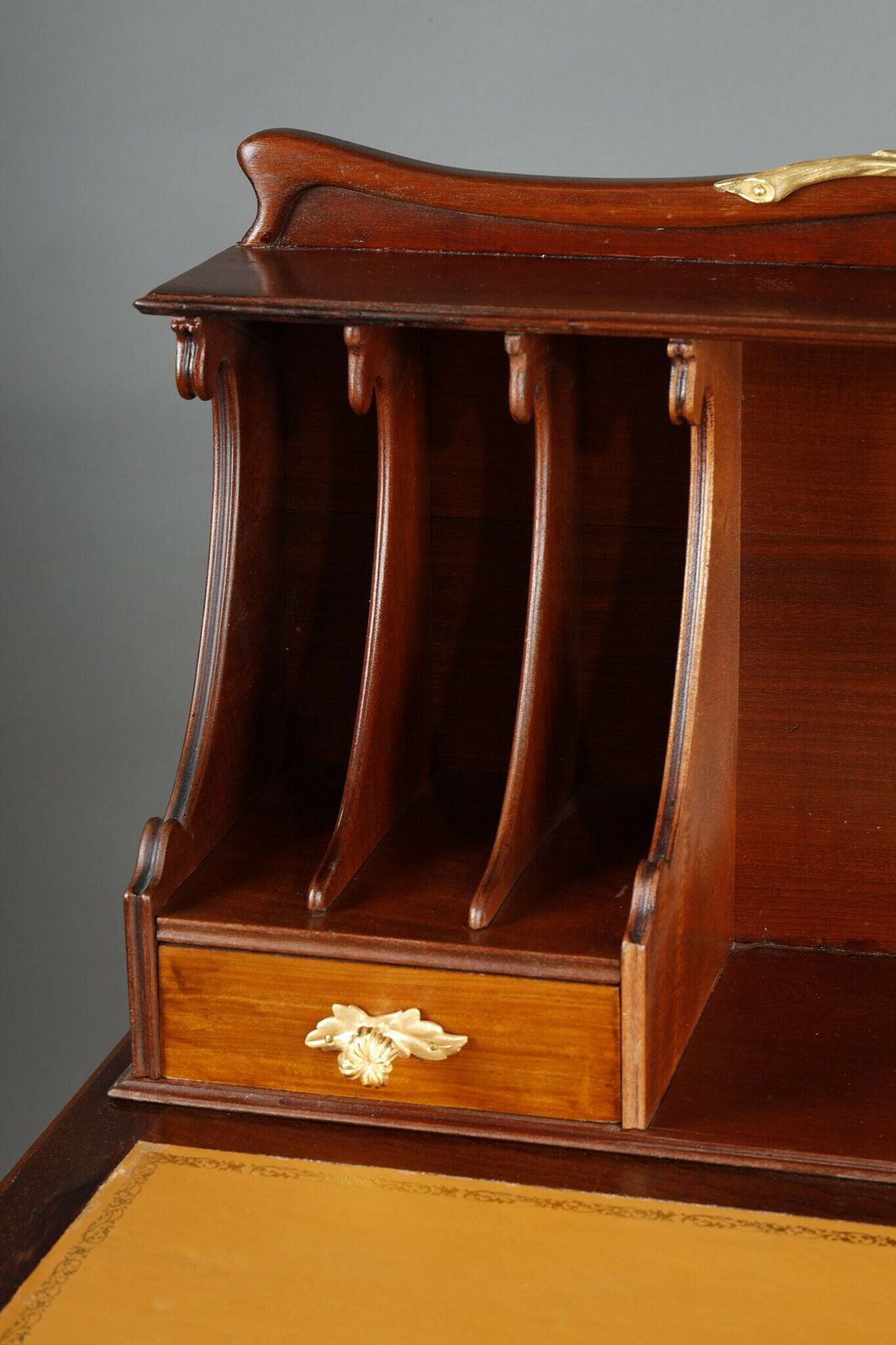 Art Nouveau Mahogany And Mahogany Veneer Stepped Desk photo buy