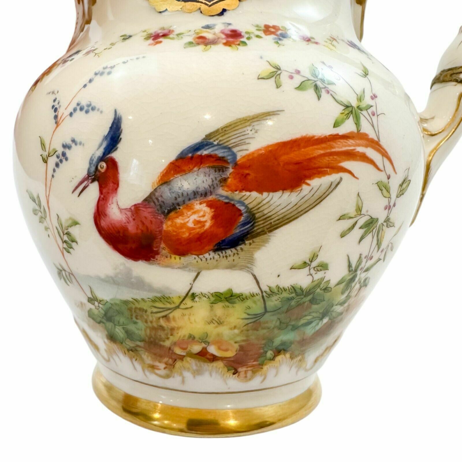 200.0 Antique Edwardian Royal Doulton Soft Paste Porcelain Bird Of Paradise Jug / Ewer photo