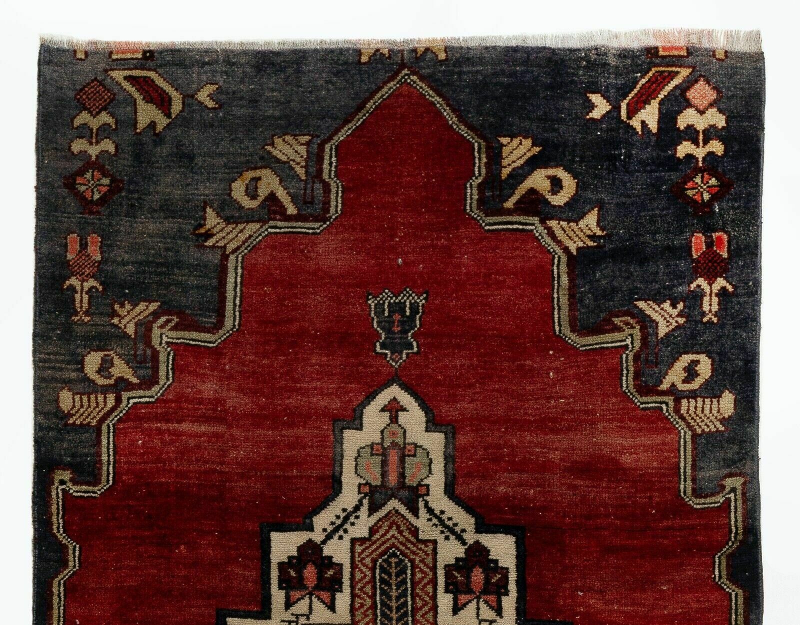 3.8x8.9 Ft One Of A Kind Vintage Anatolian Village Rug In Red And Dark Navy photo furniture