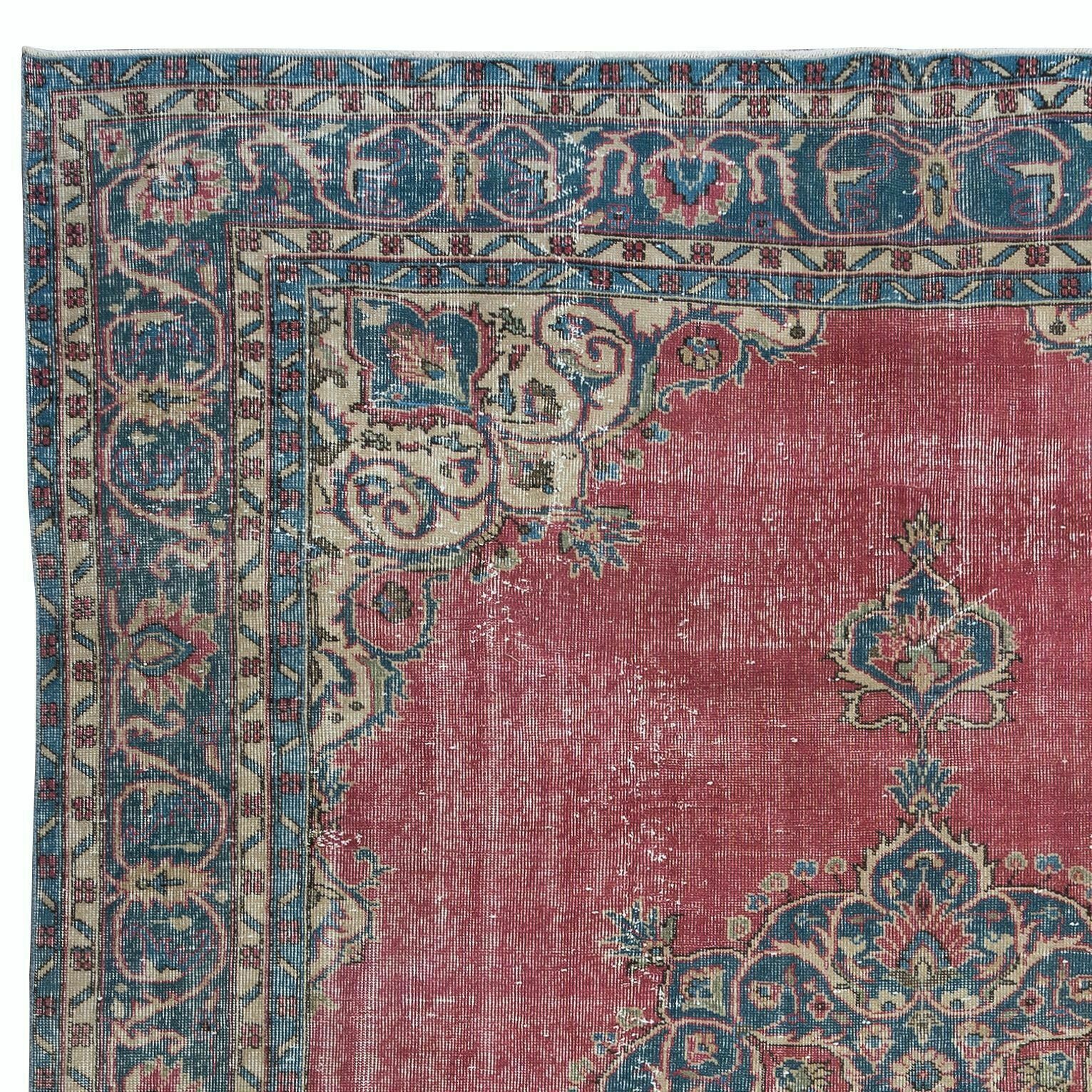 7.8x10.5 Ft One Of A Kind Handmade Vintage Anatolian Area Rug In Red & Dark Blue photo Textiles