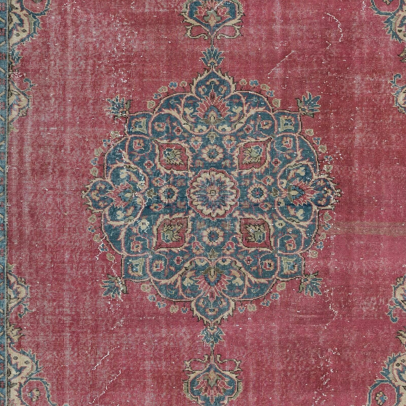 7.8x10.5 Ft One Of A Kind Handmade Vintage Anatolian Area Rug In Red & Dark Blue photo 1125.0