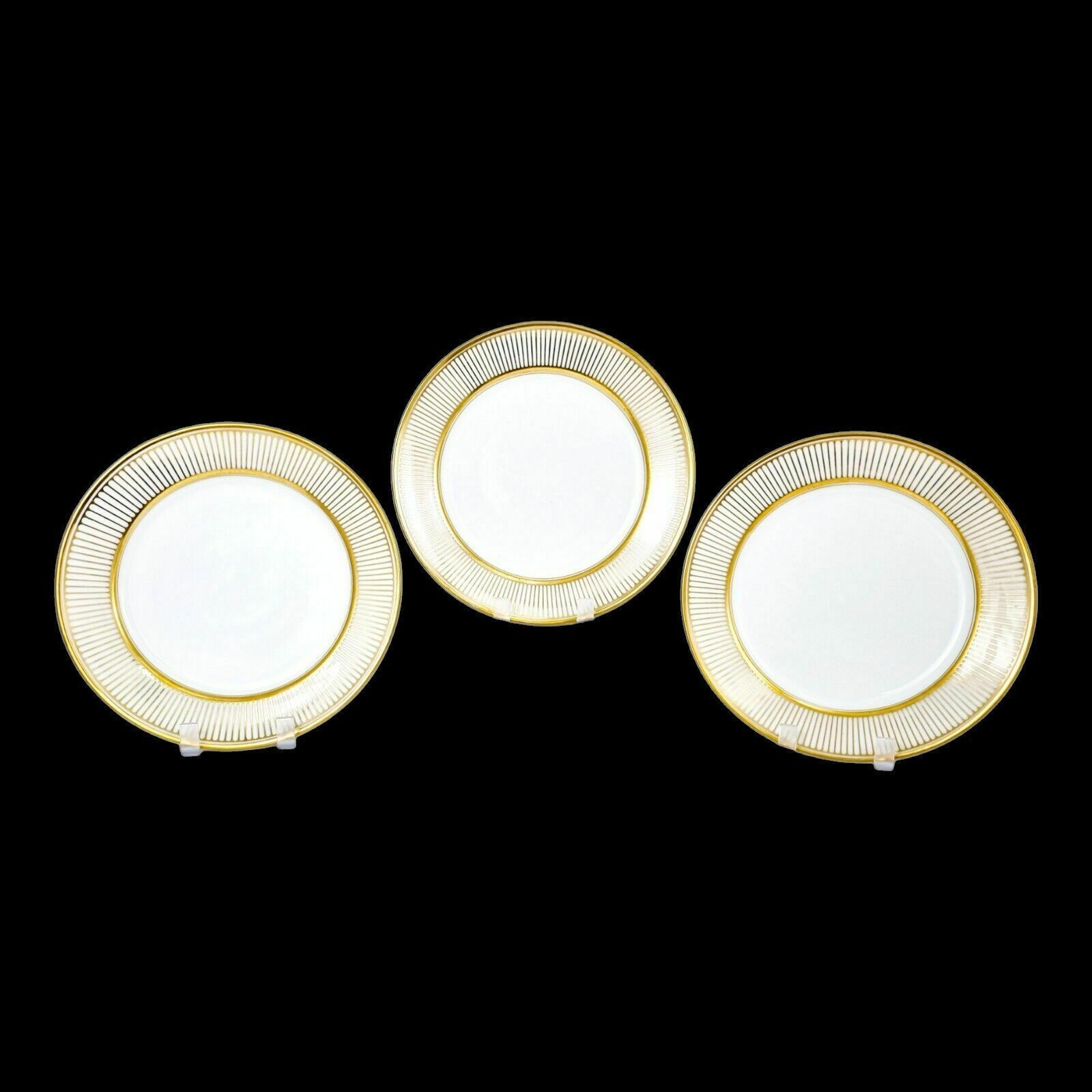 1830’s Empire Old Paris Porcelain Set Of 3 Gilded Side / Dessert Plates Feuillet photo furniture