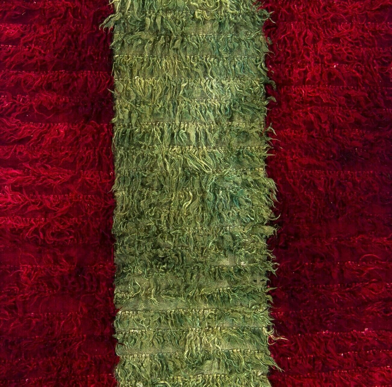 Vintage Filikli Tulu Vloerkleed van Mohair 'Angora Wol', Rood & Groen photo Textiel