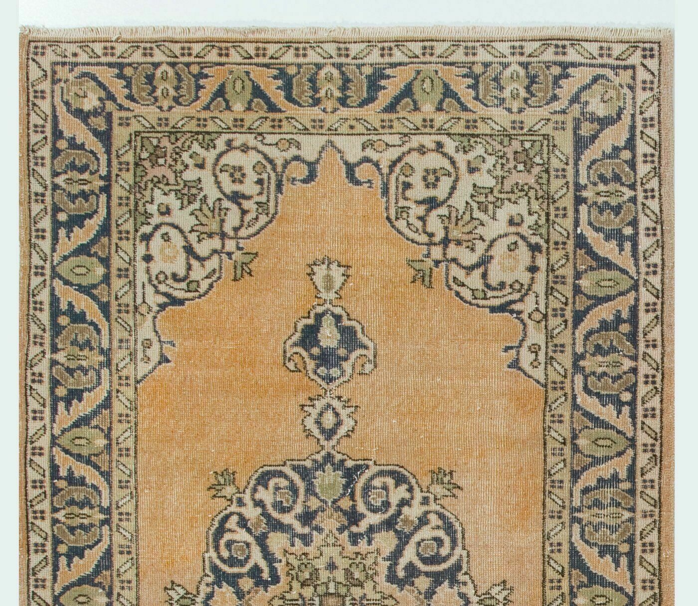 4x7 Ft Fine Hand Knotted 1960s Accent Rug With Medallion Design In Soft Tones photo furniture