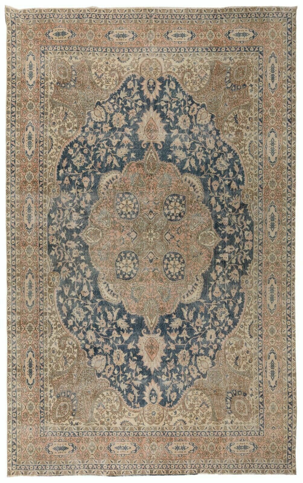9.2x13 Ft Fine Vintage Traditional Turkish Wool Rug, Hand Knotted Large Carpet
