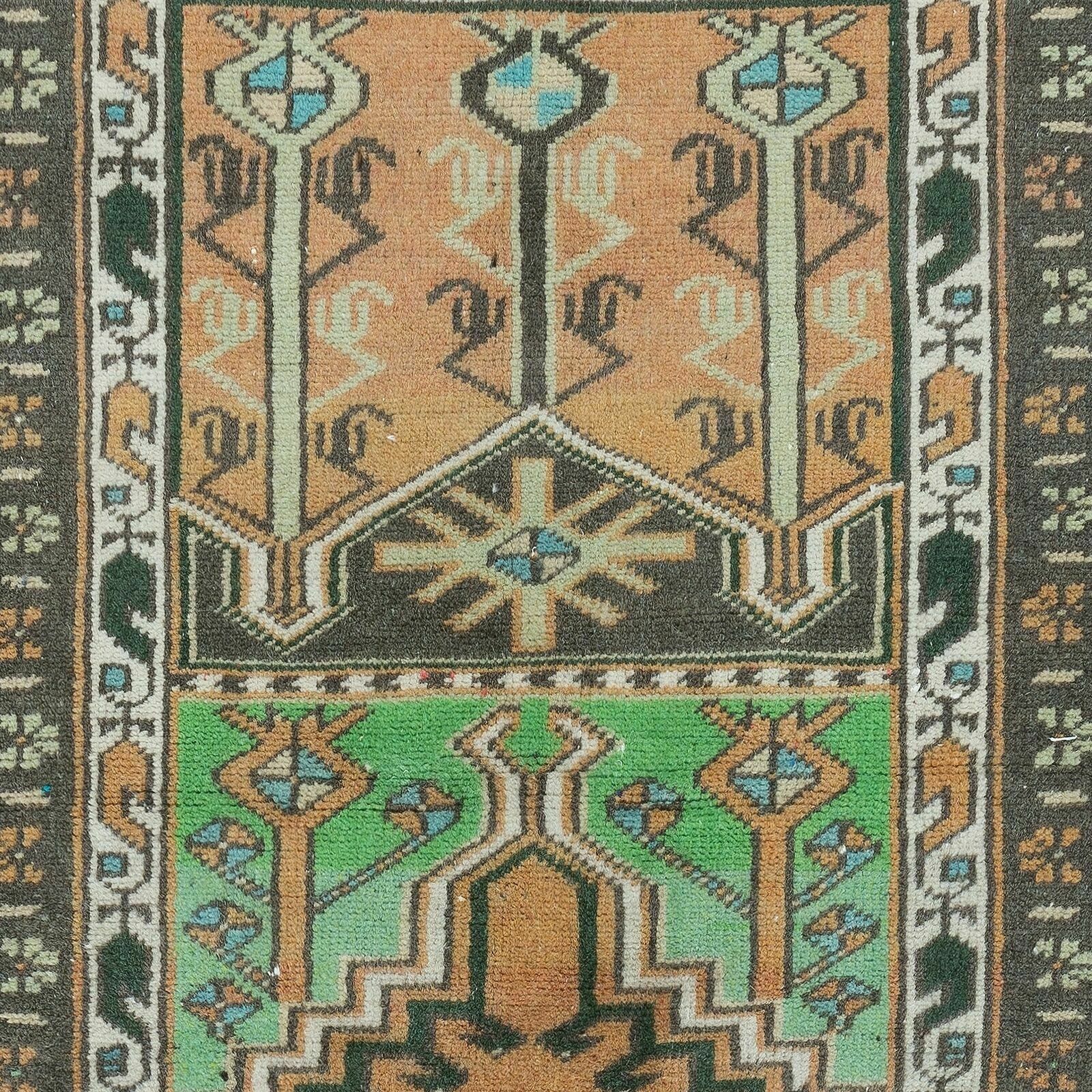 2.7x3.8 Ft Vintage Geometric Small Rug, Handmade Prayer Rug, Turkish Door Mat photo 206.0