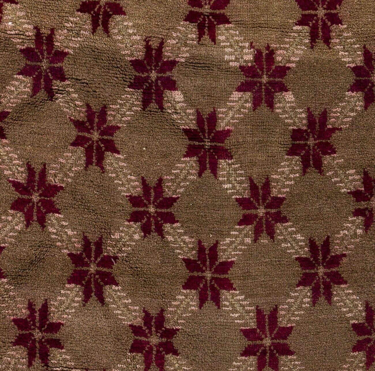 Karapinar Rug With Floral Lattice Design In Latte Brown And Red photo Textiles