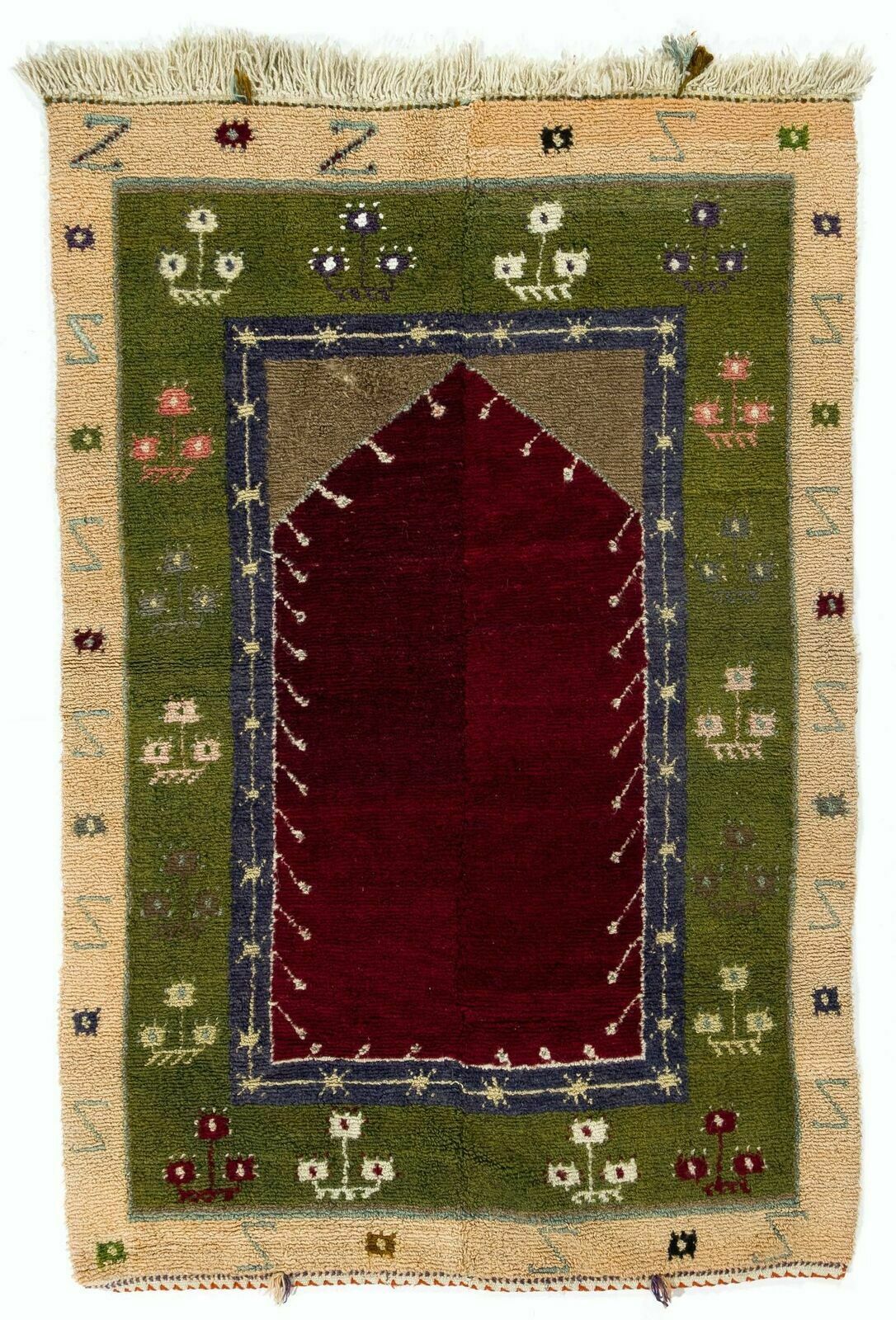 4x5.8 Ft One Of A Kind Vintage Anatolian Tulu Rug