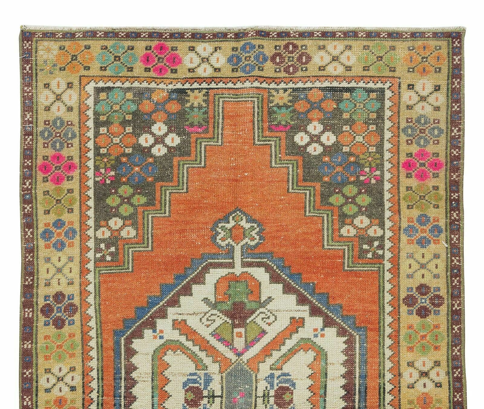 3.4x5.9 Ft Hand Knotted Turkish Oriental Style Rug, Vintage Carpet Made Of Wool photo Textiles