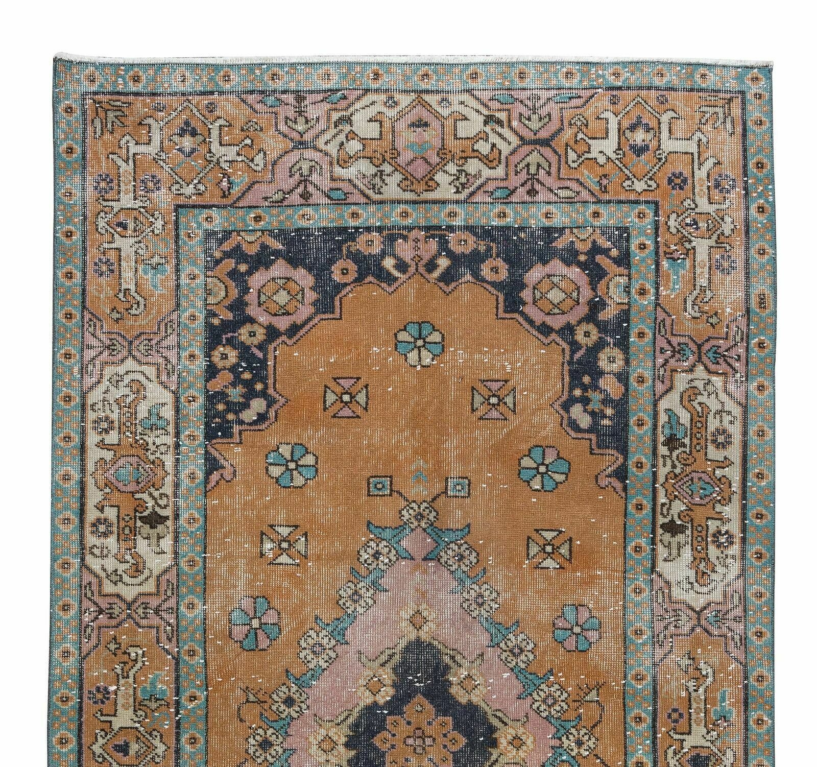 4.2x7.9 Ft Vintage Hand Knotted Rug, One Of A Kind Central Anatolian Carpet photo Textiles