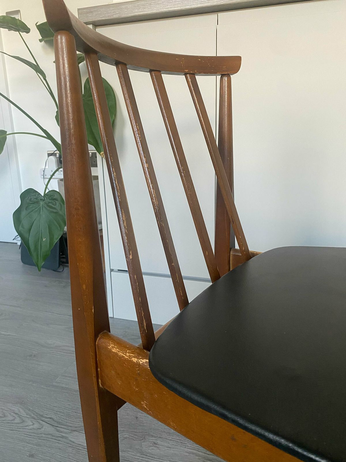 photo furniture Beautiful Vintage Dining 2 Chairs Set   Black And Brown, Wooden, Mid Century