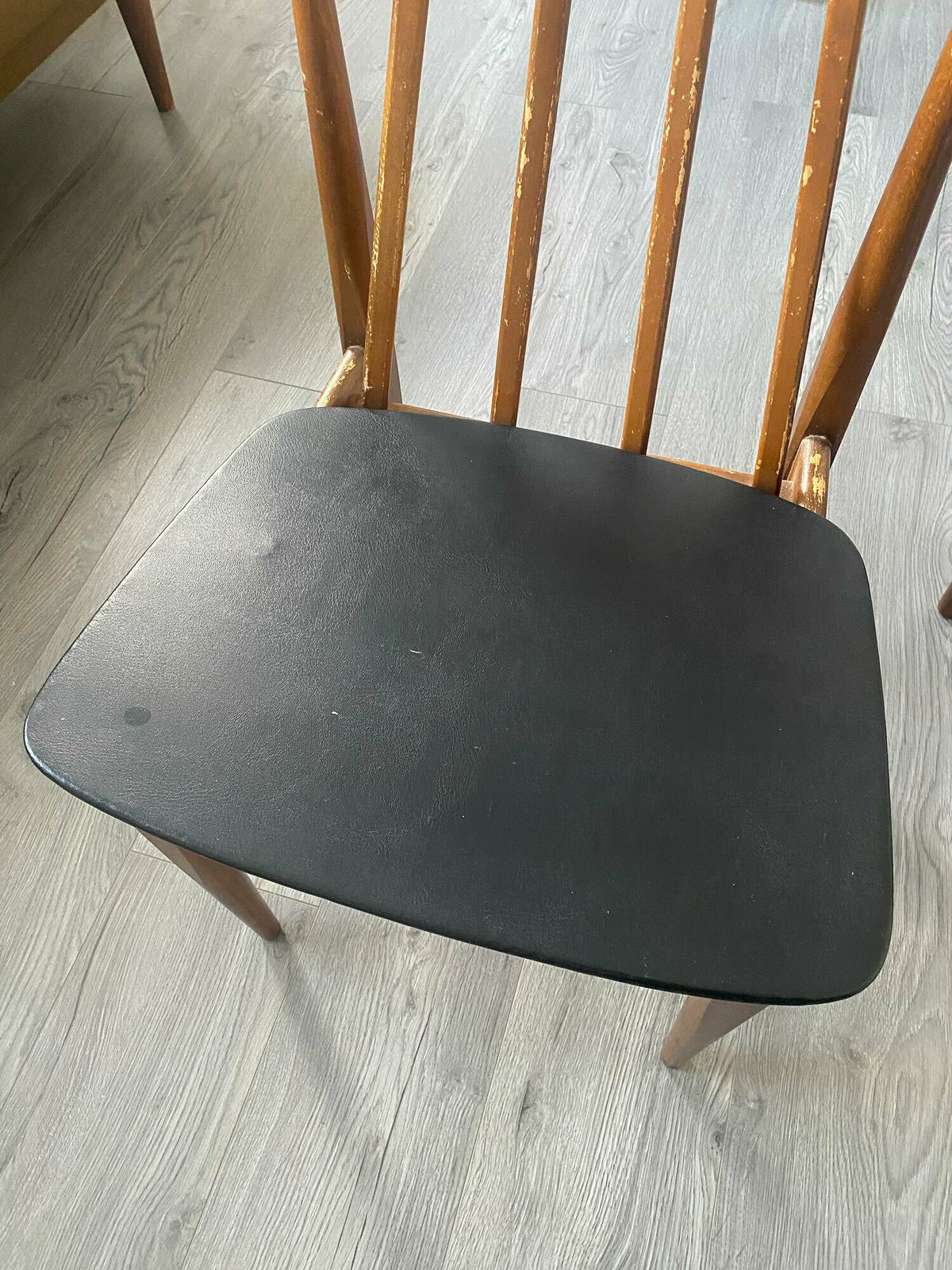 150.0 Beautiful Vintage Dining 2 Chairs Set   Black And Brown, Wooden, Mid Century photo