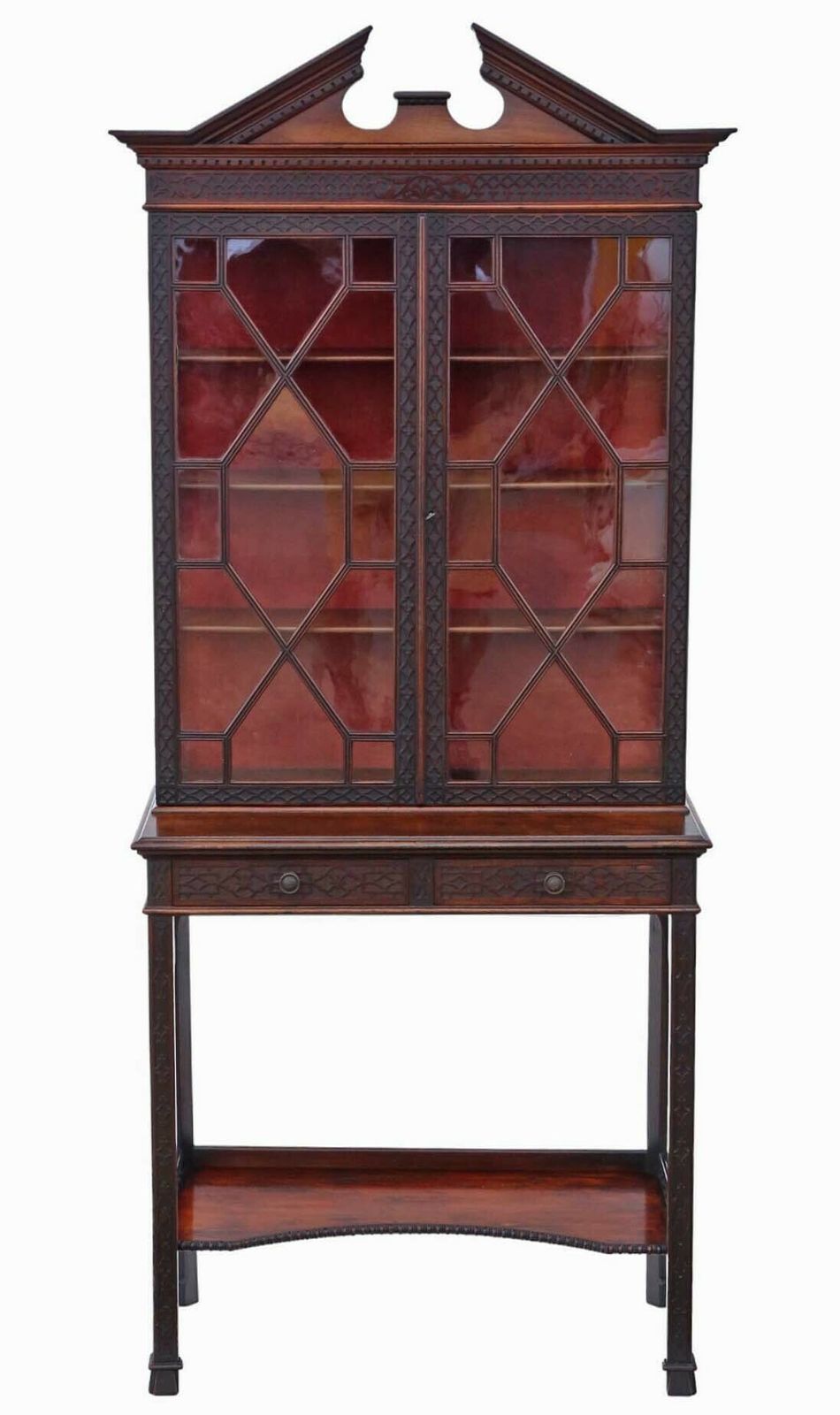 19th Century Antique Chinoiserie Pier Display Cabinet   Edwards & Roberts Mahogany photo Furniture