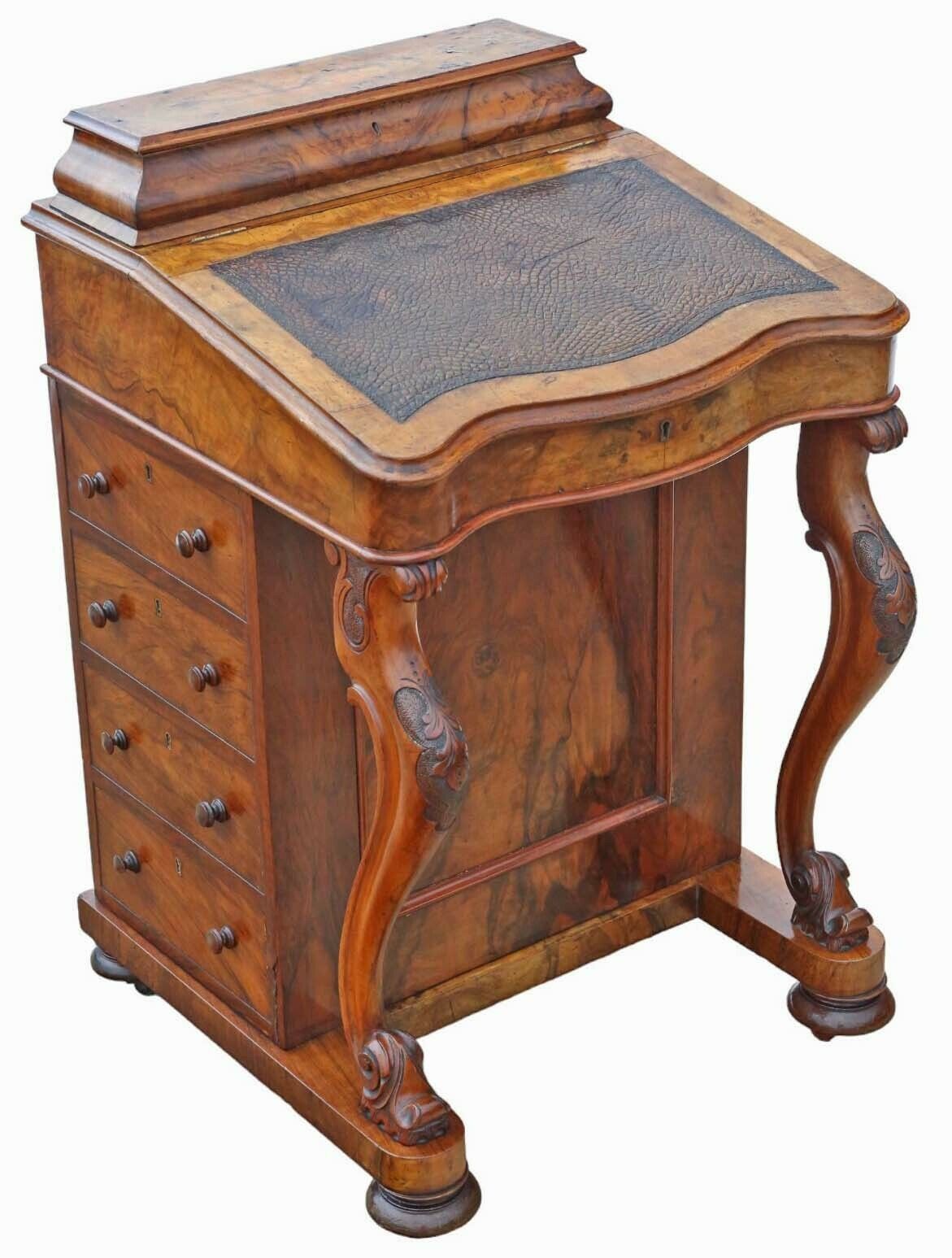 Victorian Burr Walnut Davenport Writing Table Desk   C. 1870 photo furniture