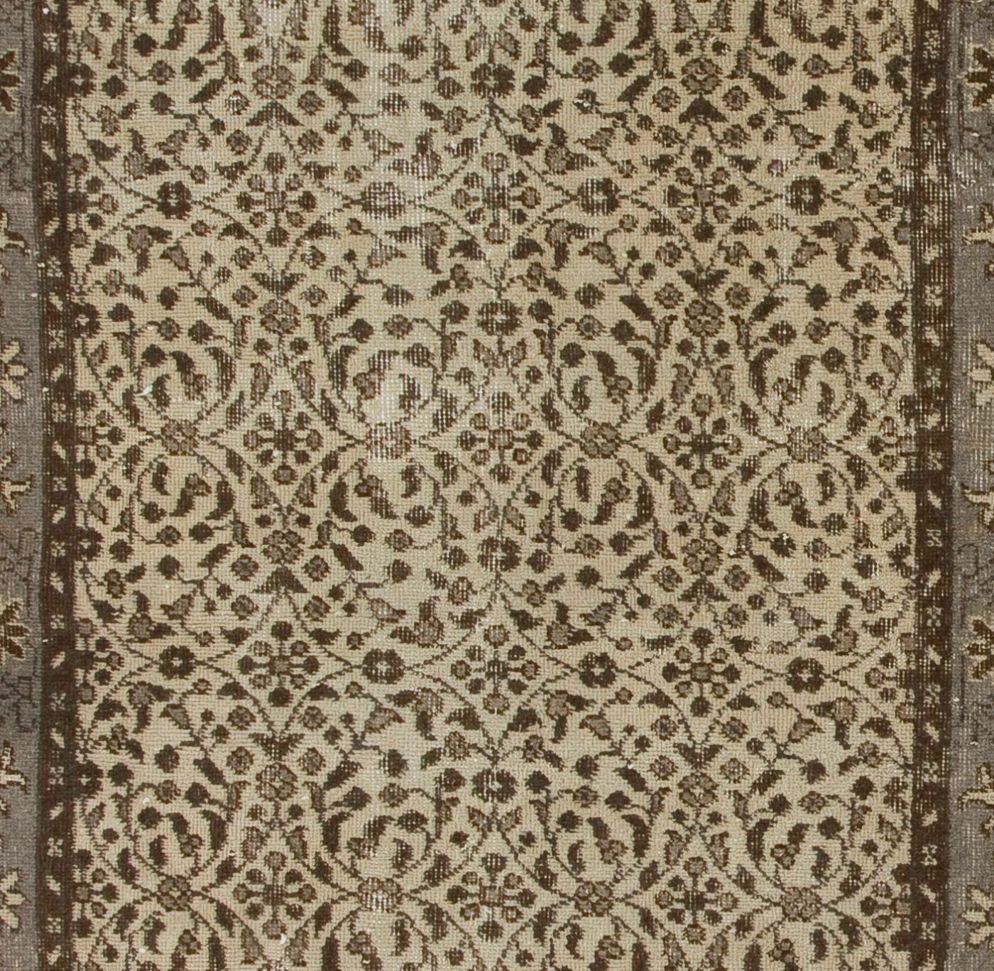 4x6.8 Ft Handmade Vintage Turkish Oushak Rug With All Over Floral Design photo Textiles
