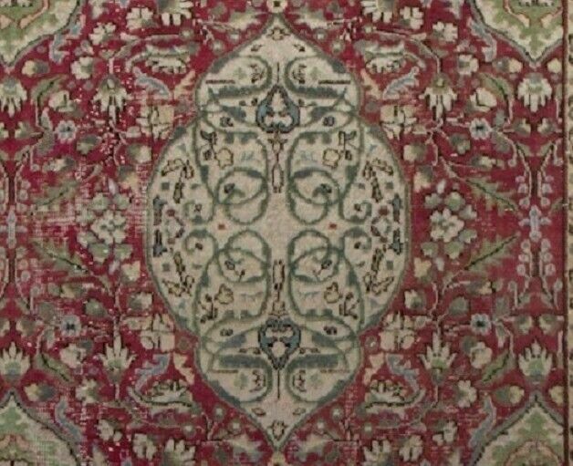 5.6x9.4 Ft Vintage Oriental Rug In Red And Green. Handknotted Wool Carpet photo Textiles