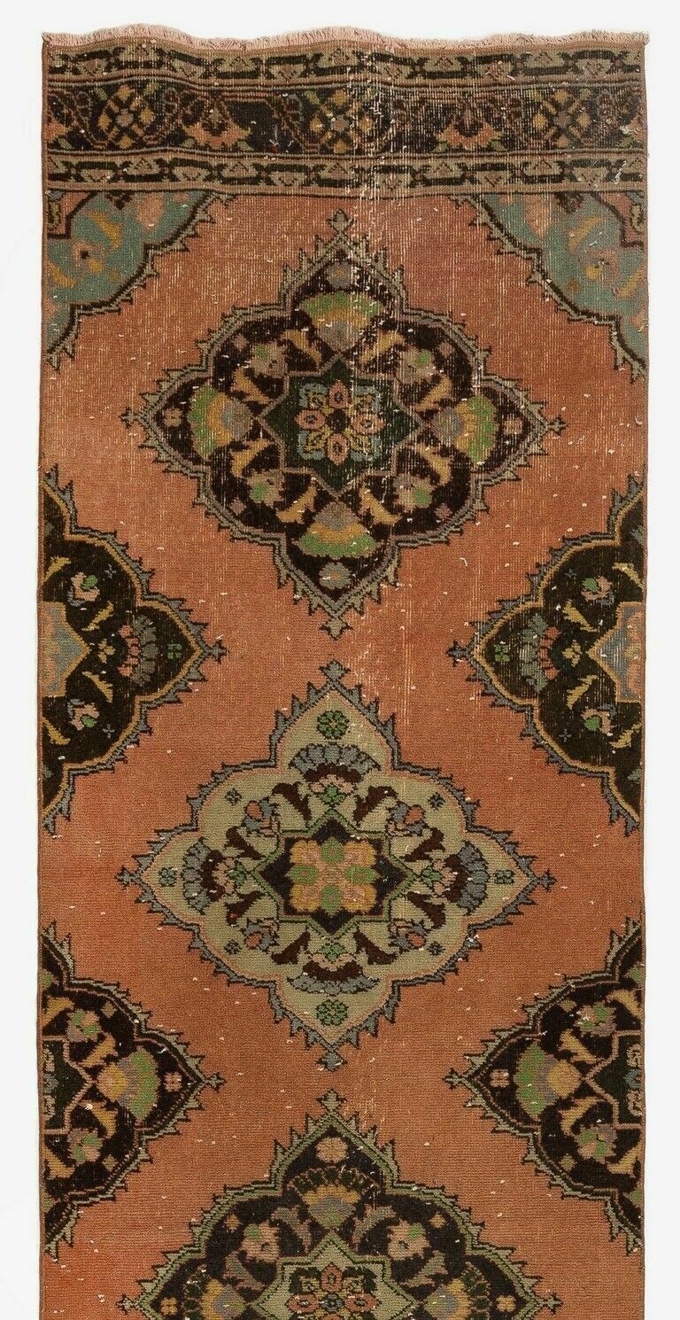 3x12.7 Ft Vintage Anatolian Village Runner Rug, 100% Wool Hand Knotted Carpet photo furniture