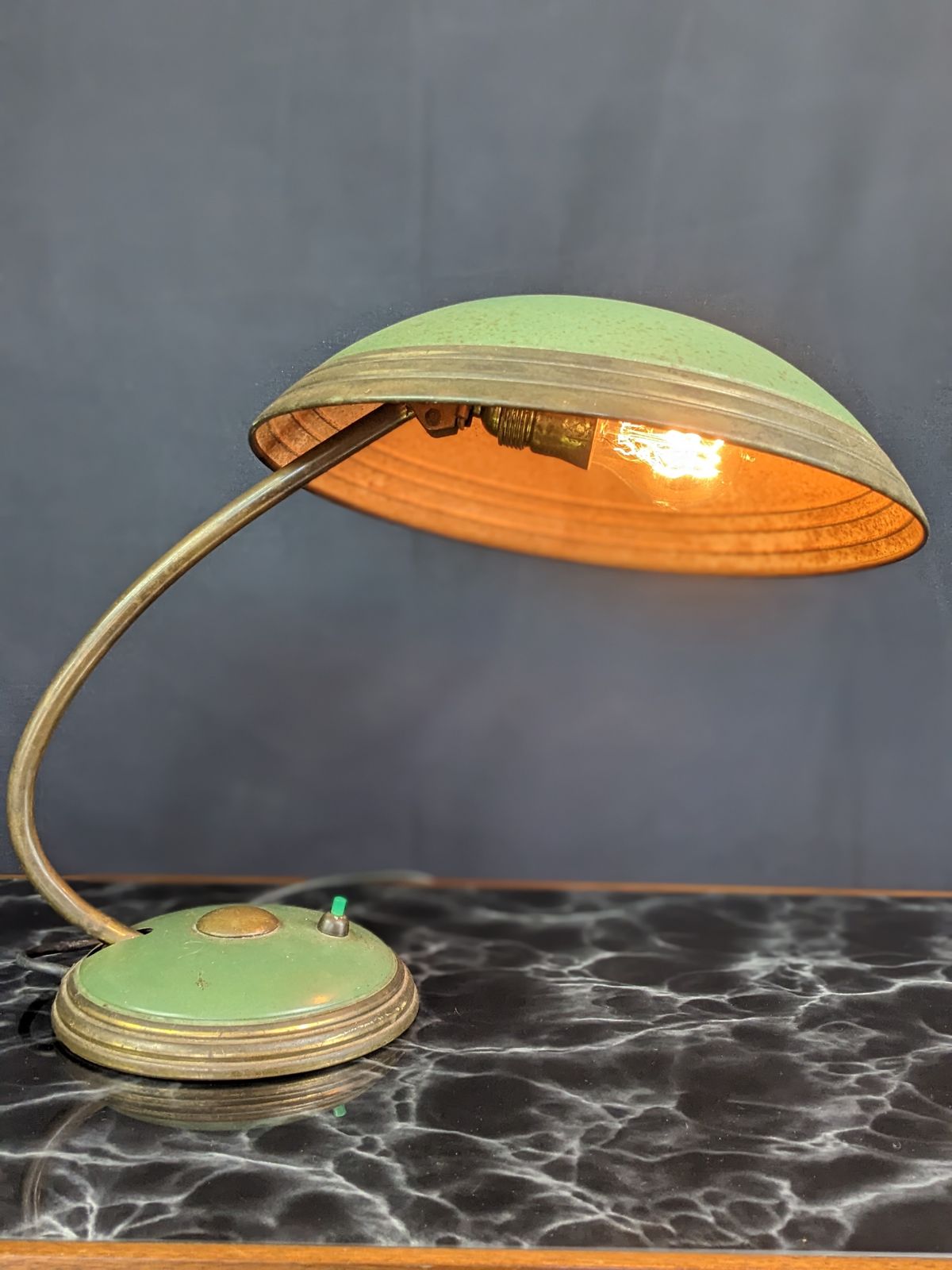 1950s Sputnik Desk Lamp In Green And Brass photo furniture