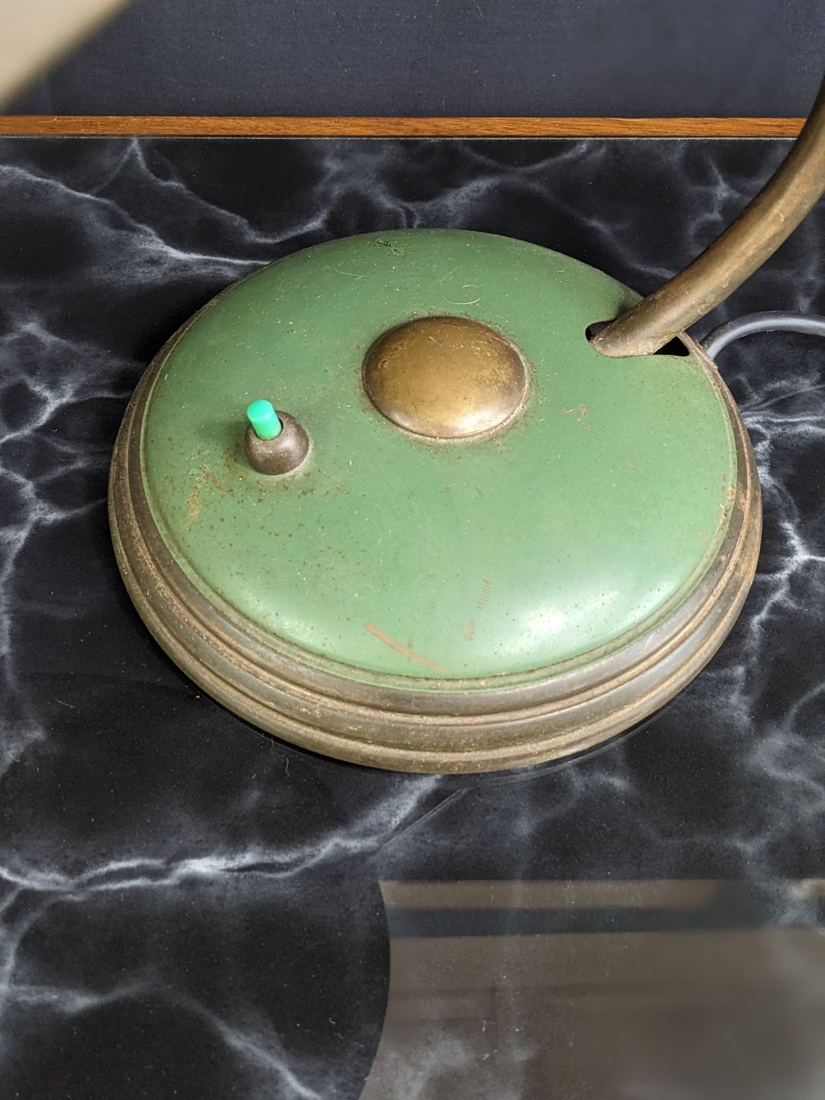 1950s Sputnik Desk Lamp In Green And Brass photo 485.0