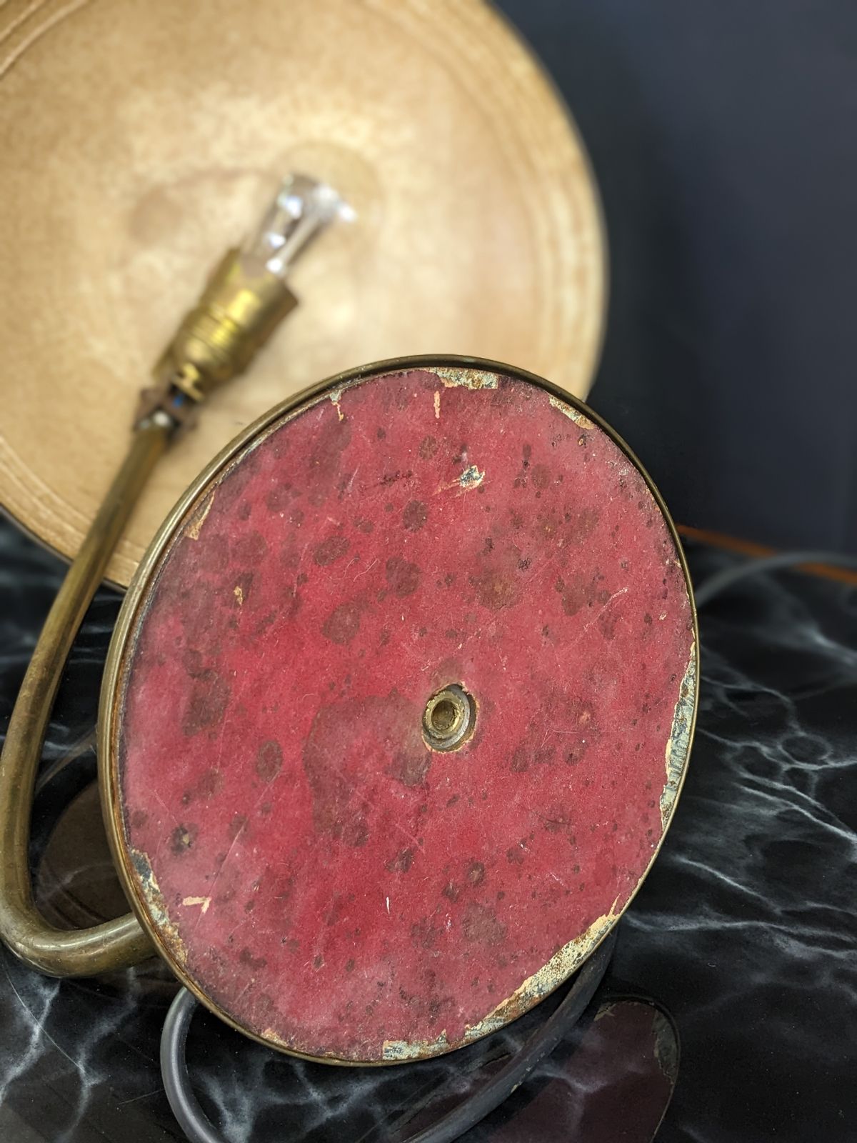 photo furniture 1950s Sputnik Desk Lamp In Green And Brass