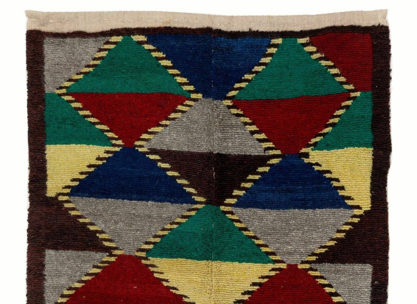 3.6x4.4 Ft Handmade Geometric Design 1960s Tulu Rug From Turkey. C1239 photo furniture