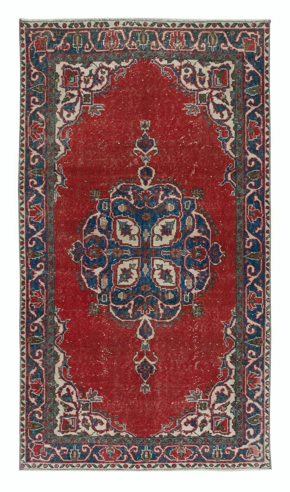 Traditional Handmade Vintage Anatolian Tribal Accent Rug, 100% Wool
