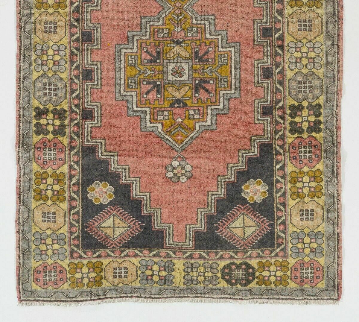 4x7 Ft Vintage Hand Knotted Wool Turkish Area Rug With Geometric Design In Muted photo for sale