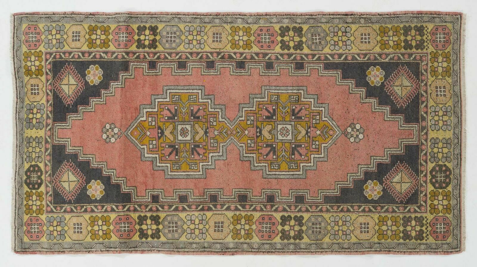 4x7 Ft Vintage Hand Knotted Wool Turkish Area Rug With Geometric Design In Muted photo 531.0