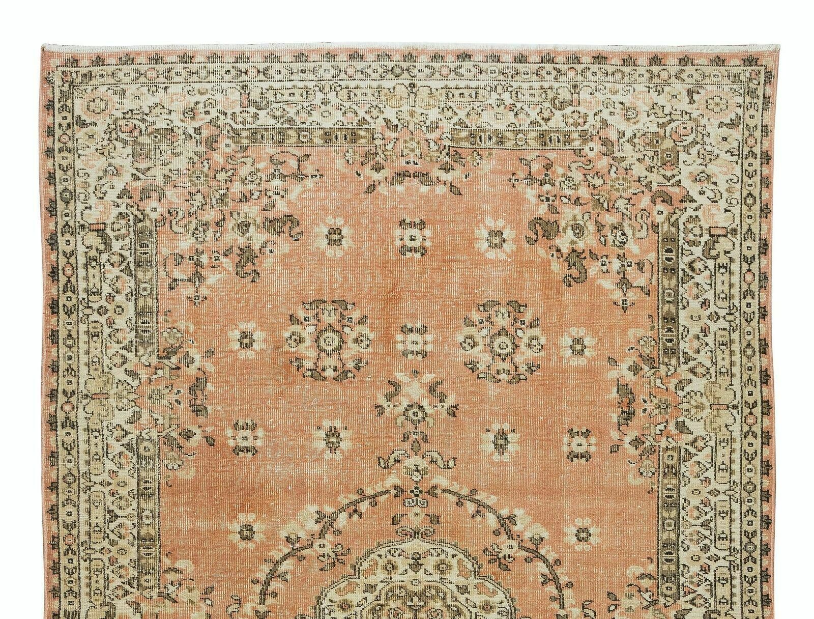 5.9x9.2 Ft Hand Knotted Medallion Design Vintage Turkish Rug In Red & Beige photo Textiles