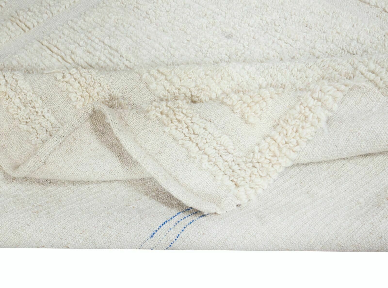 3.5x3.3 Ft Minimalist Vintage Small Tulu Rug Made Of Natural Beige Wool photo for sale