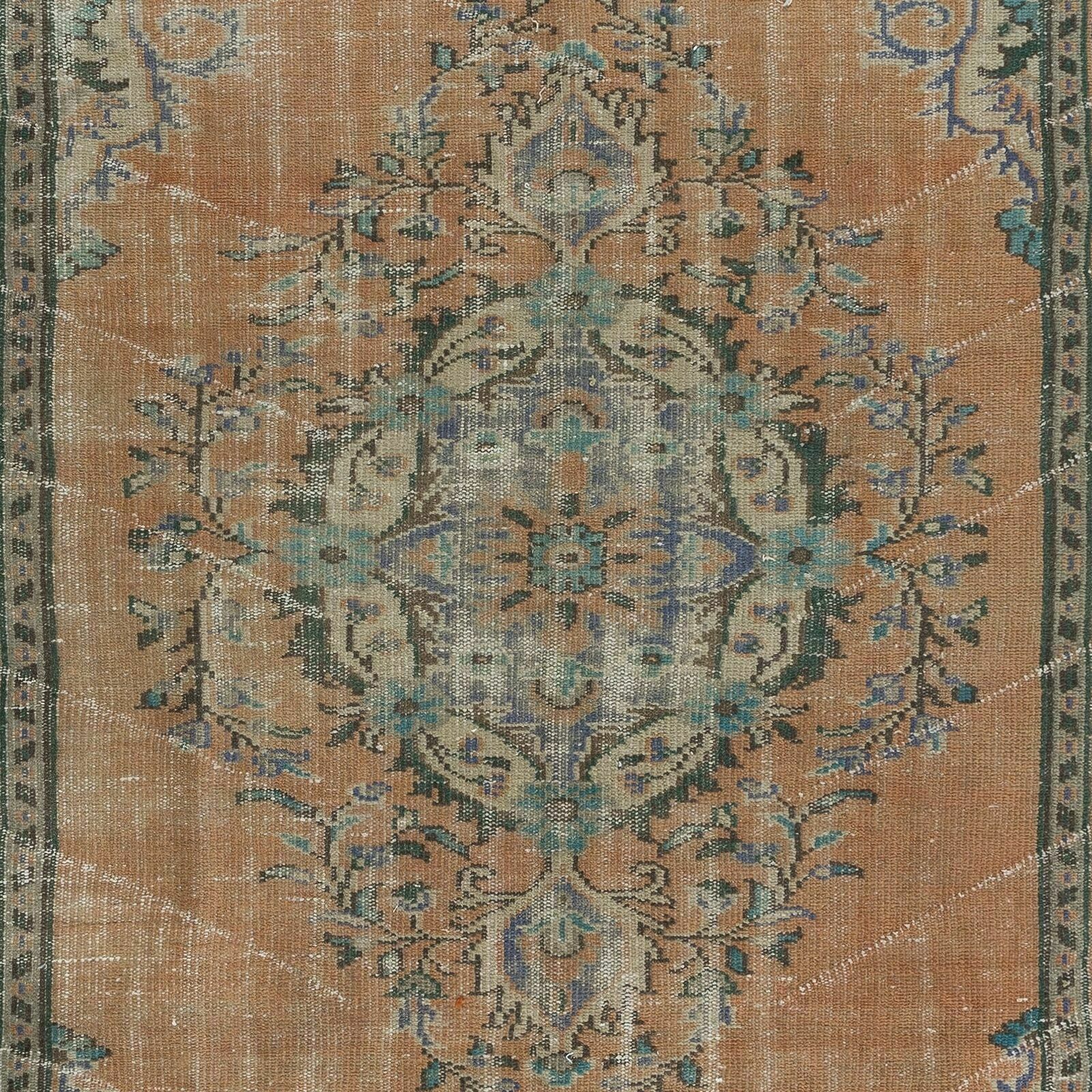 5.4x9 Ft Traditional Vintage Turkish Rug With Medallion, Handmade Village Rug photo 332.0